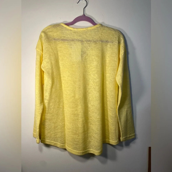 NWT Soft Surroundings|| Sweater Womens  Yellow Zip V-Neck Long Sleeve Pu… - Picture 4 of 5